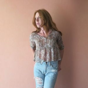Band Of Gypsies Cropped Half Sleeve Blouse
